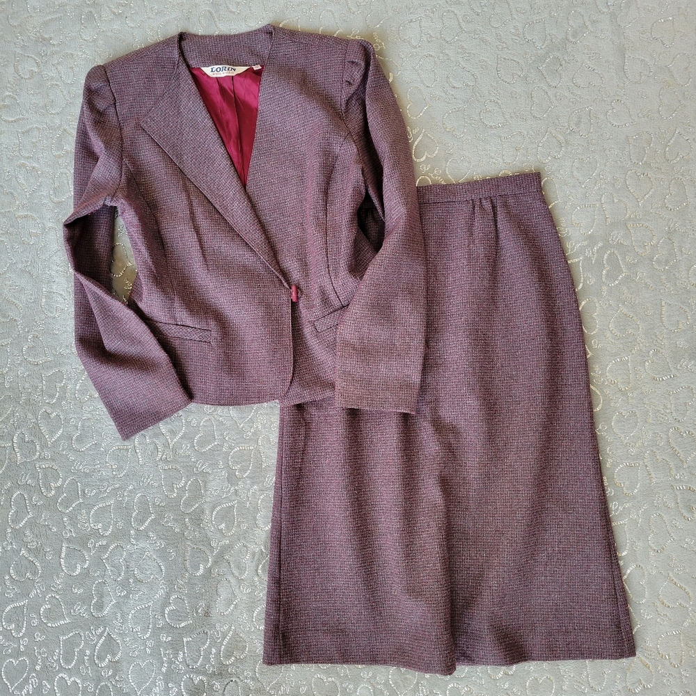 Vintage Lorin Skirt Set Mauve Pink Suit Labeled 12 ~ Fits Modern 4